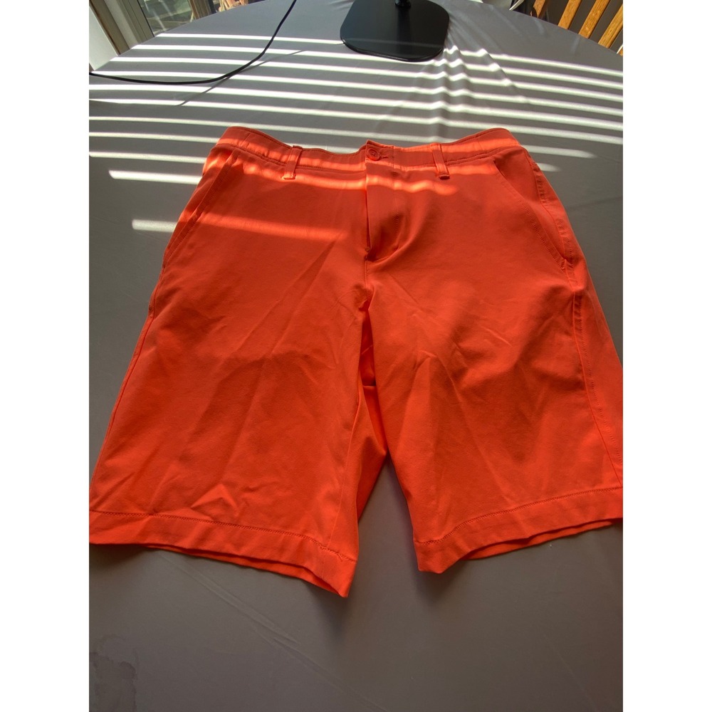 Under Armour Mens Golf Shorts Neon Orange Flat Front Performance Size 32